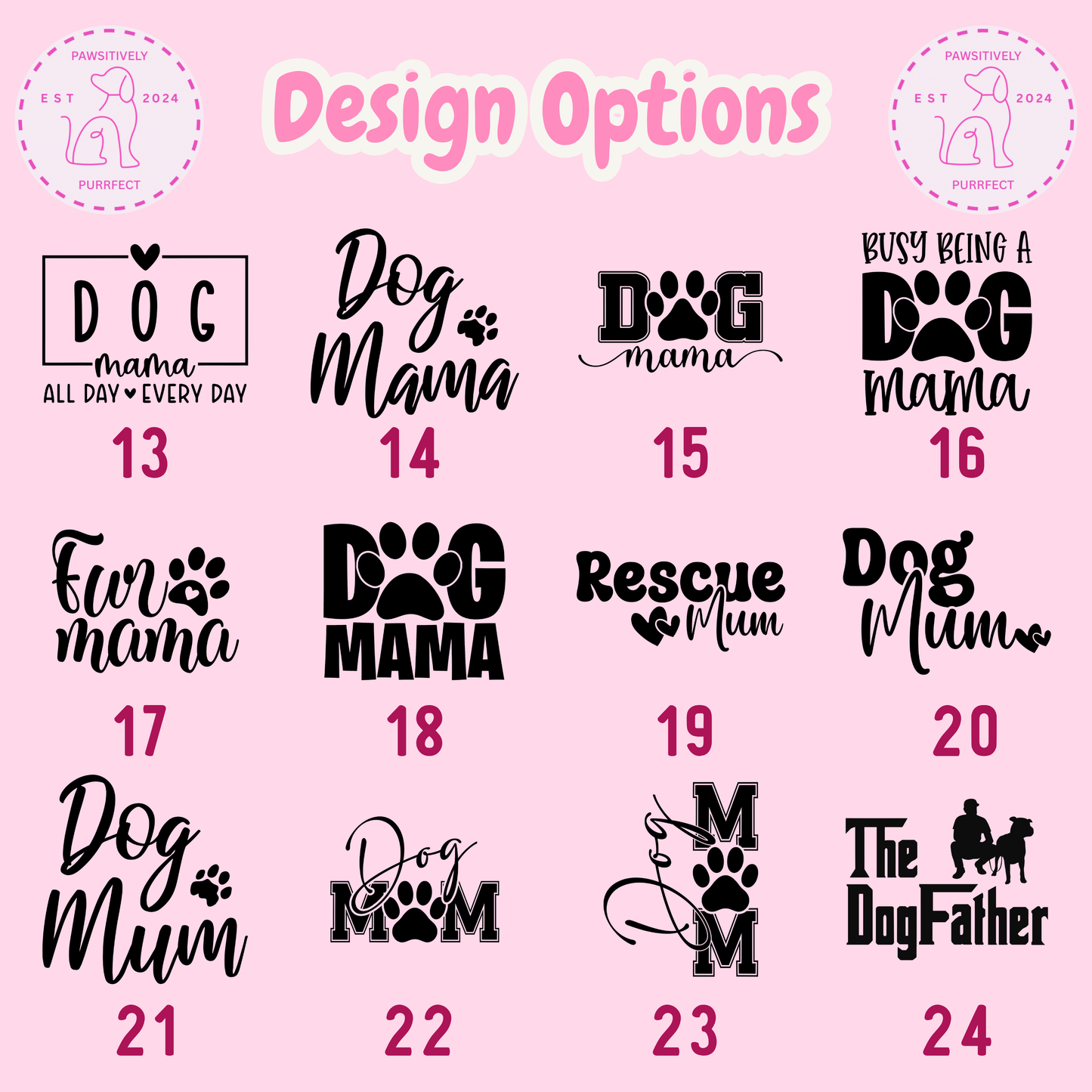 Selection of Dog Dad hoodie designs