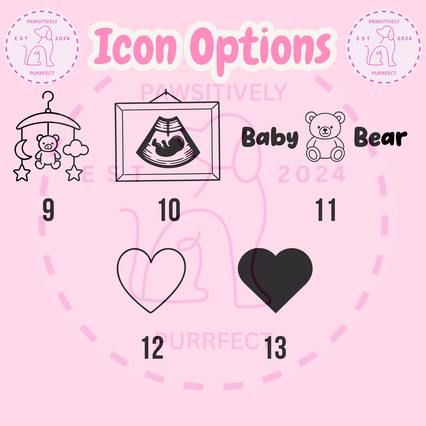 More icon options for personalised baby document wallet