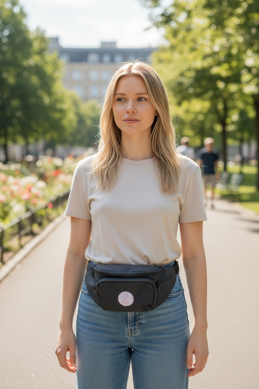 Personalised black waist bag for dog walkers and pet professionals