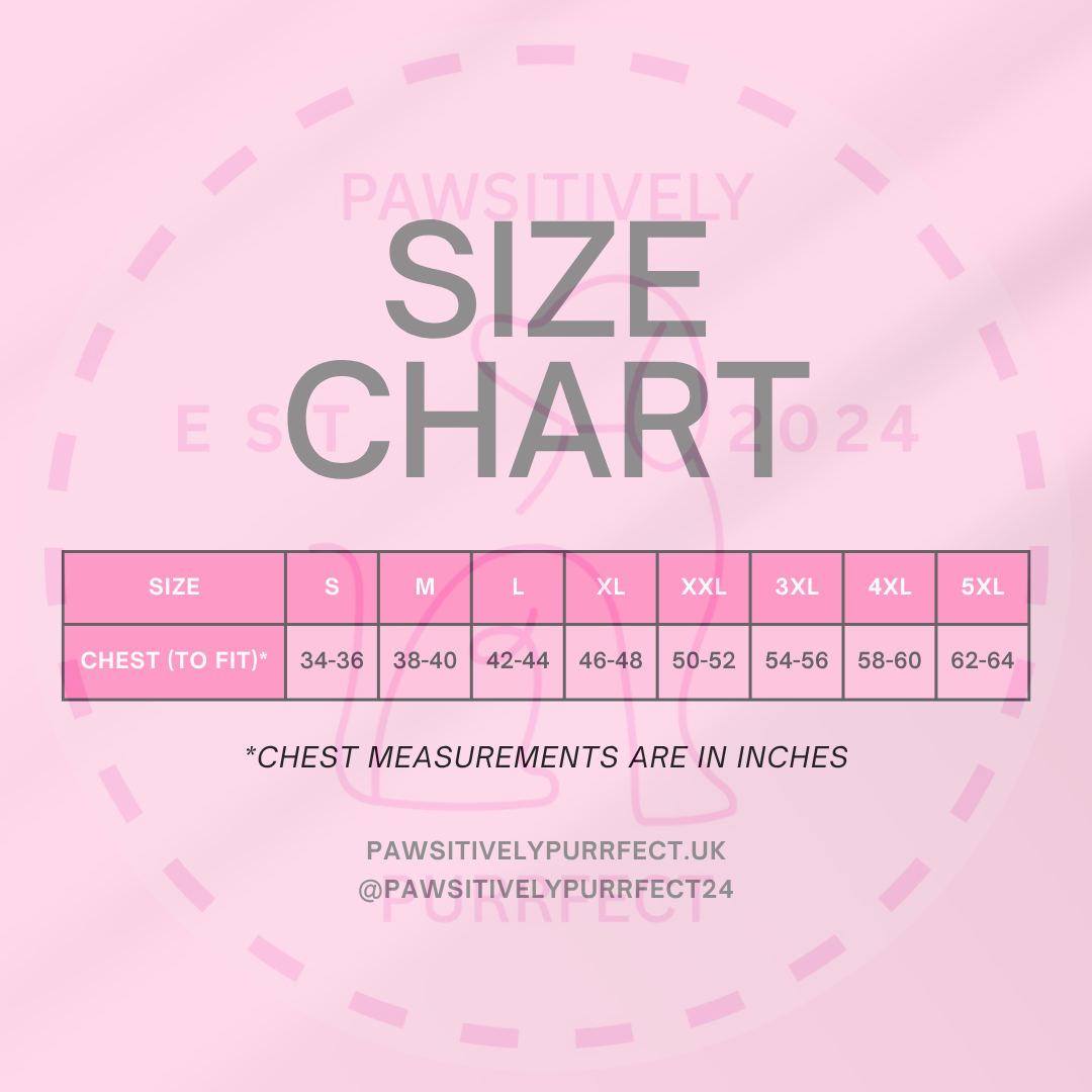 Unisex personalised dog sweatshirt size guide