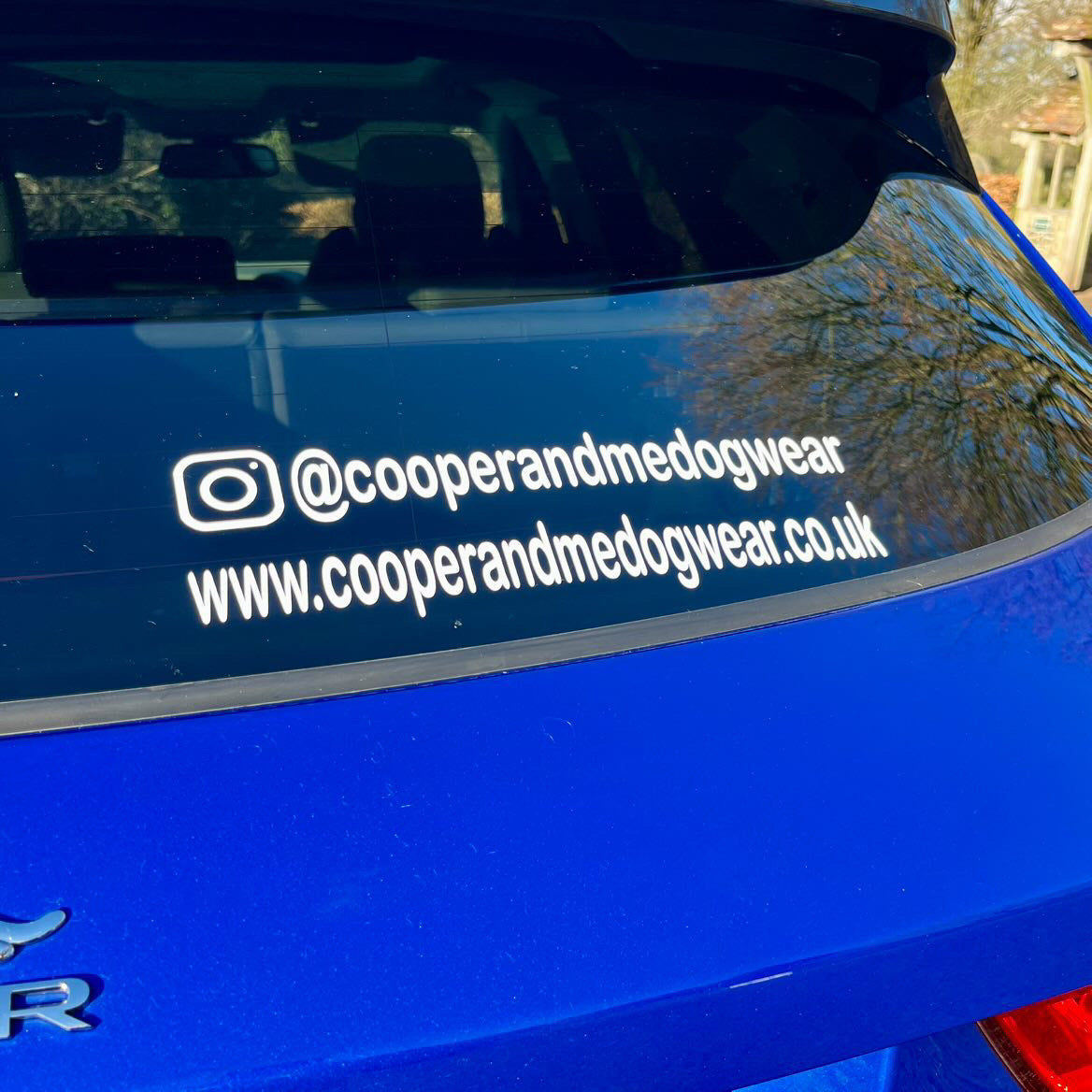 Our personalised car decal for a dog business