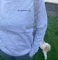 Close-up of embroidered personalisation on women's pet sweatshirt