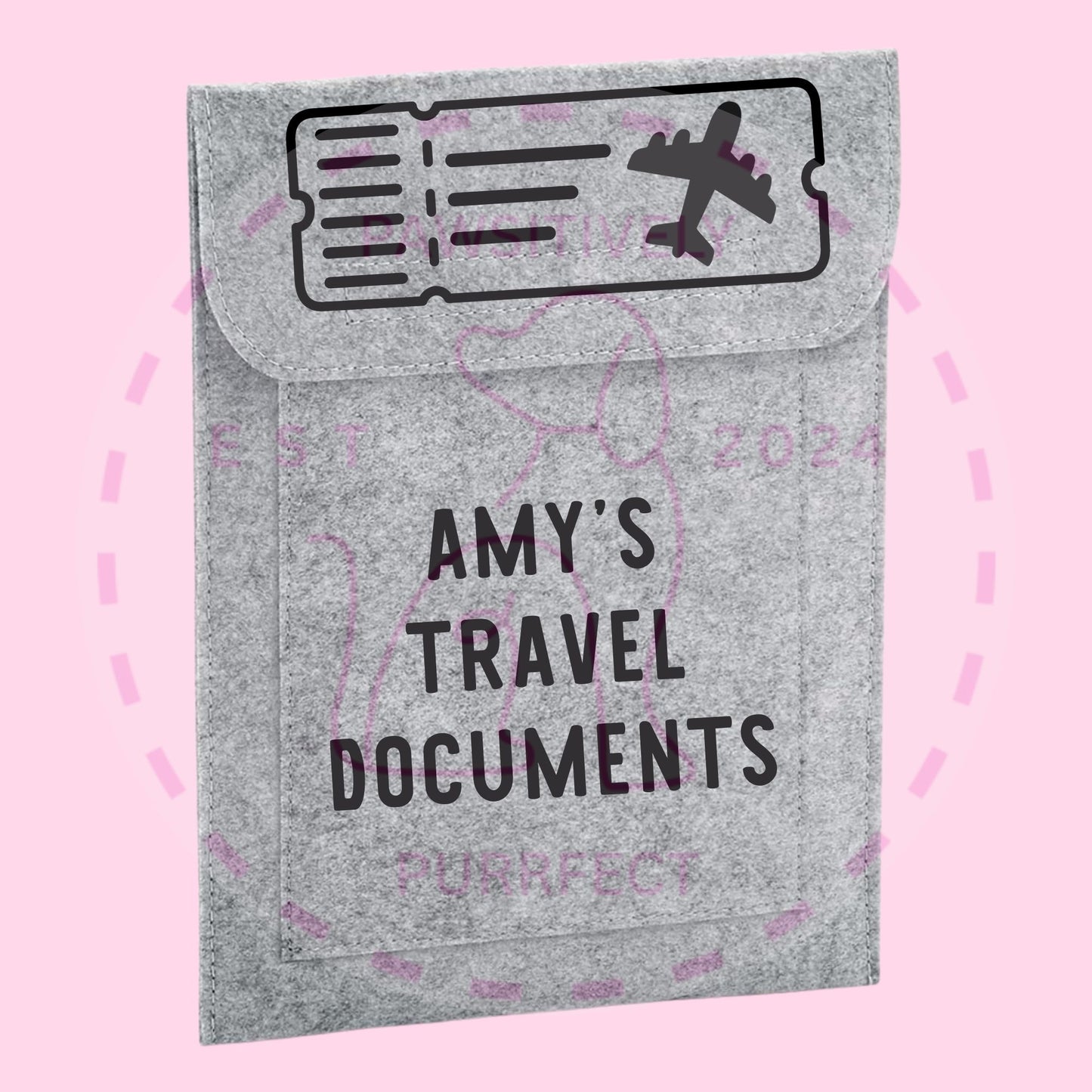Personalised travel wallet for pet lovers with custom name