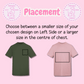 T-shirt design placement guide showing front and back options