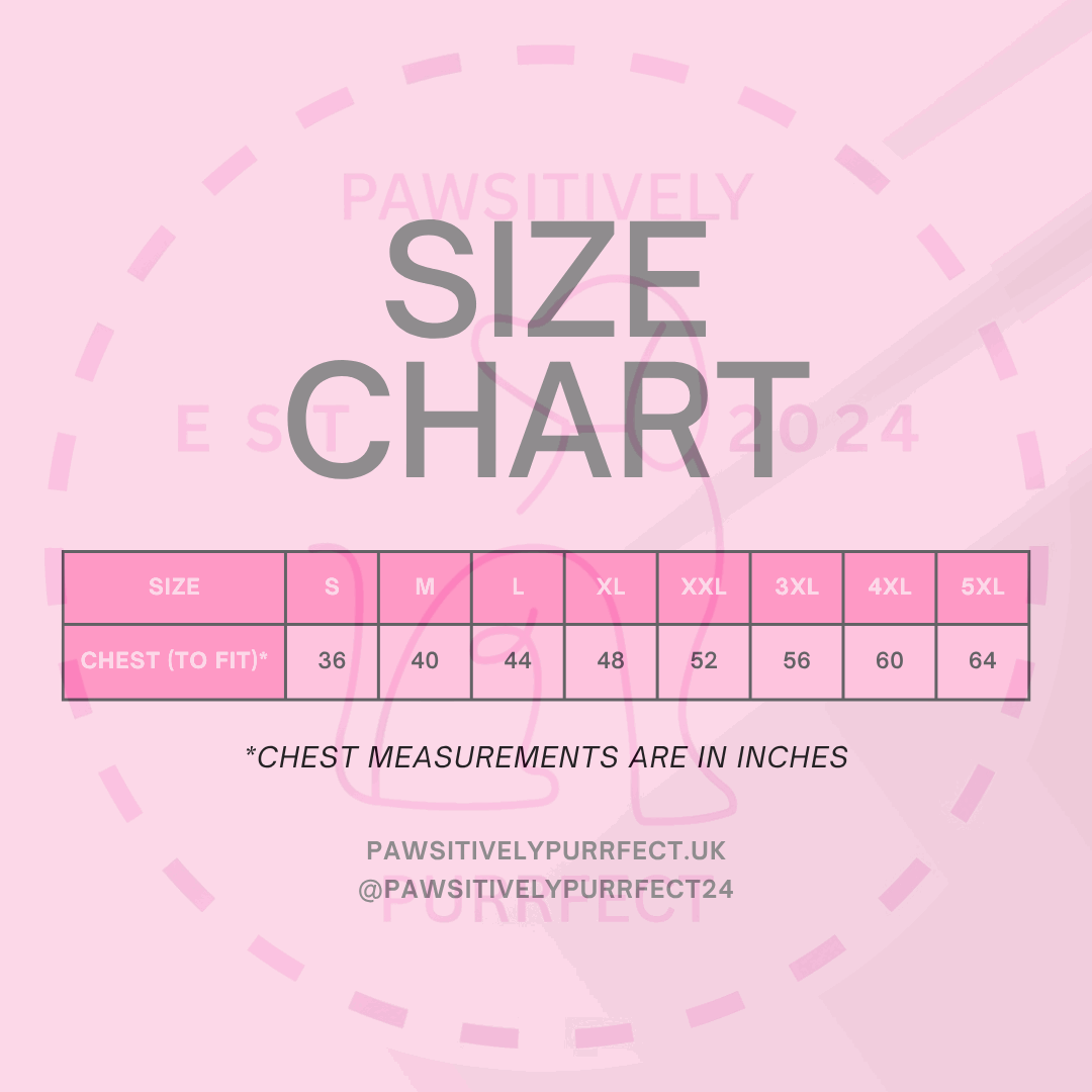 Unisex T-shirt size guide with chest measurements