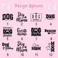 Selection of women's dog-themed T-shirt designs