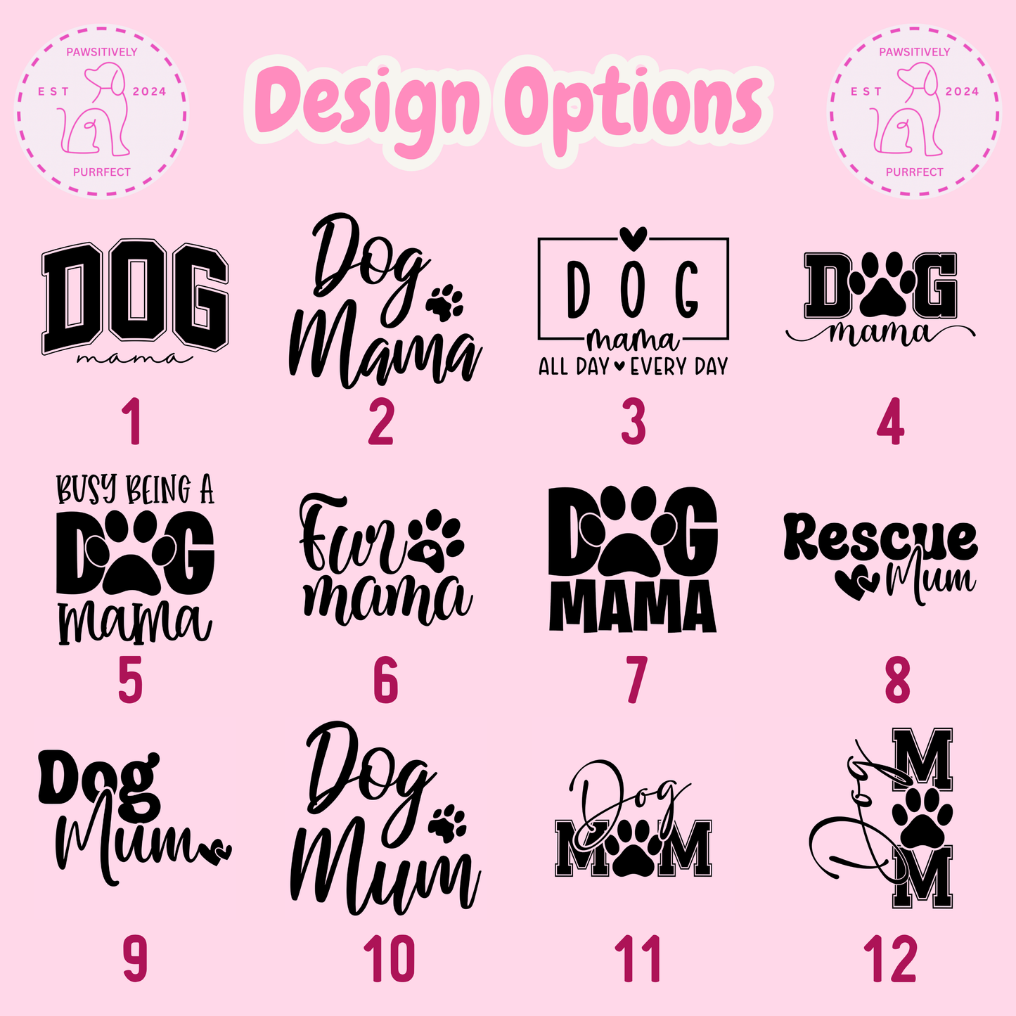Selection of women's dog-themed T-shirt designs